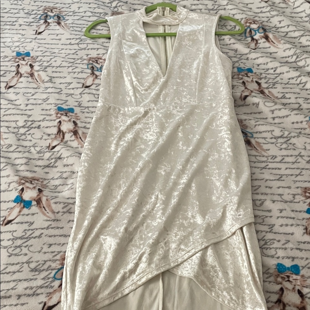 White Velvet Sleeveless Dress